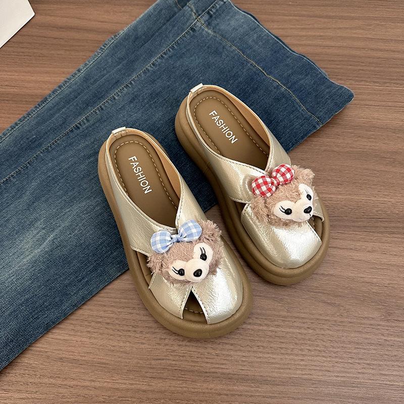 

Cute and sweet cartoon cool slippers thick-soled outer wear summer new stepping on shit beach bag head cool slippers 40 шампанского