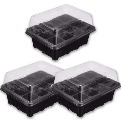 COLORBIRD Seed Starter Pots, 12 Holes, Set of 3, for Flowers, Seedlings, and Herbs, Stylish Gardening Supplies, Black