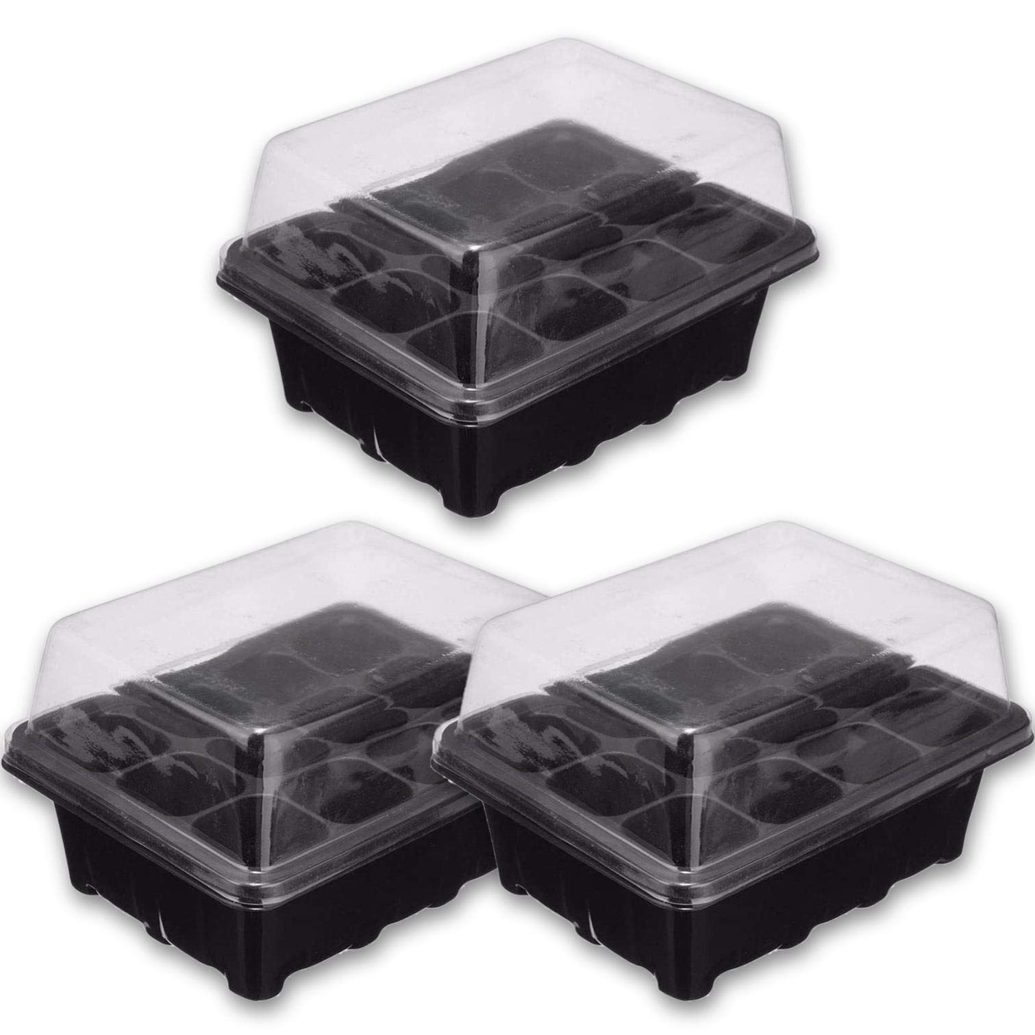 

COLORBIRD Seed Starter Pots, 12 Holes, Set of 3, for Flowers, Seedlings, and Herbs, Stylish Gardening Supplies, Black