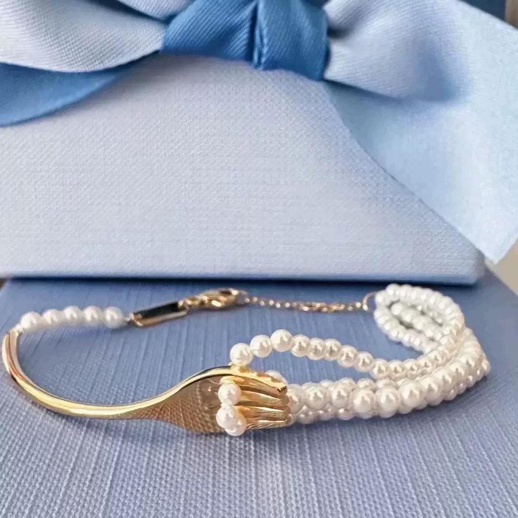 HEFANG Cotton Candy Pearl Necklace - Elegant Collarbone Chain