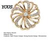 Solid Metal Brooch Pin, Hollow Swirl Flower Pattern Lapel Pin with Rhinestones Inlaid, Durable Spiral Petals Design Versatile Badge for Coats