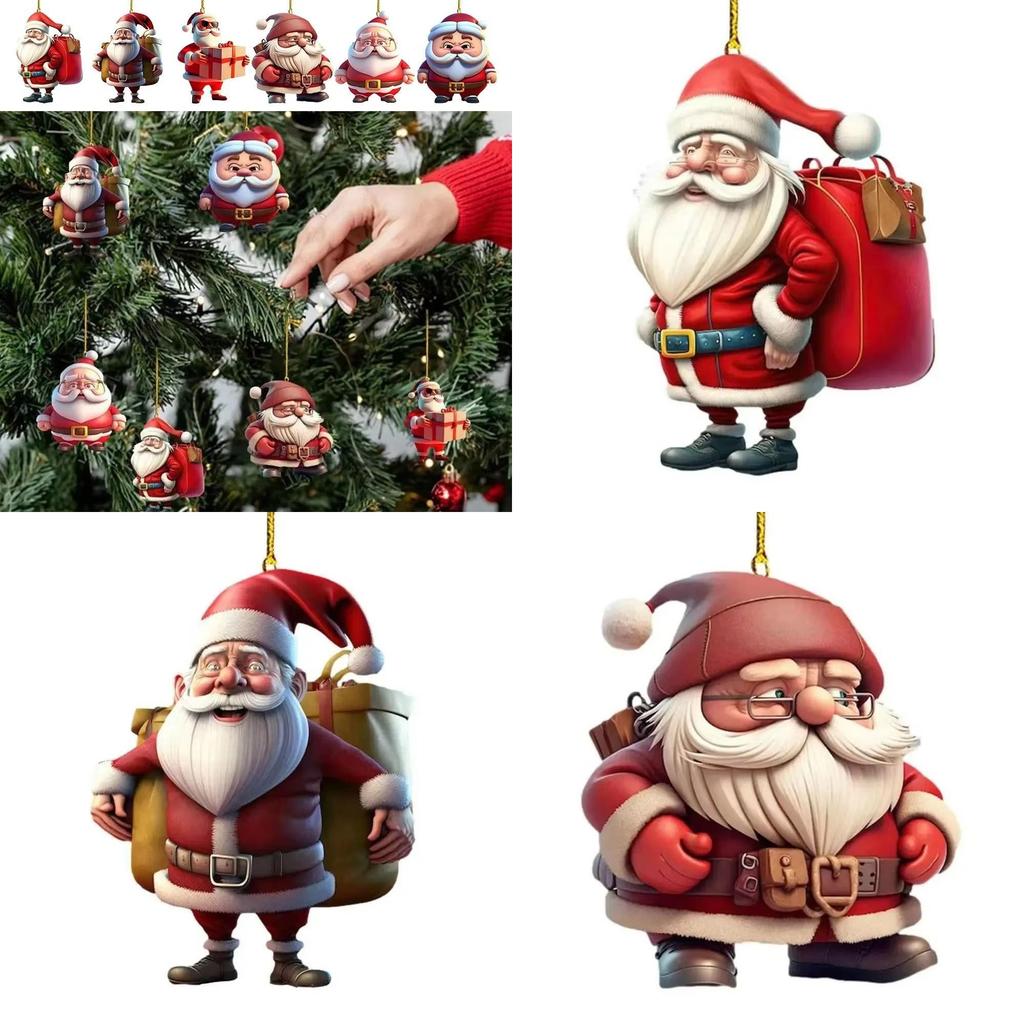 Christmas Themed Santa Claus Pattern Acrylic Pendant For Auto Interior Decor