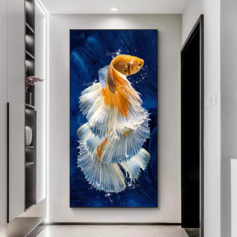 Koi Fish Feng Shui Carp Lotus Pond Pictures Oil Painting On Canvas Posters and Prints Cuadros Wall Art Pictures For Living Room
