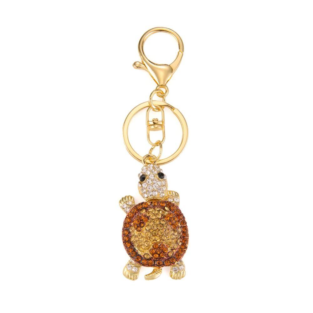 Shiny Rhinestones Turtle Keychain Zinc Zinc Alloy Rhinestones Turtle Pendant  Car Key Ring
