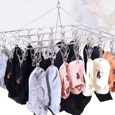 ABWR-2X Socken-Trockengestelle Wäsche-Tropfaufhänger Rechteckig Mit 30 Stück Klammern Innen Außen Wäscheleine Hängender Trockner Wäscheklammern
