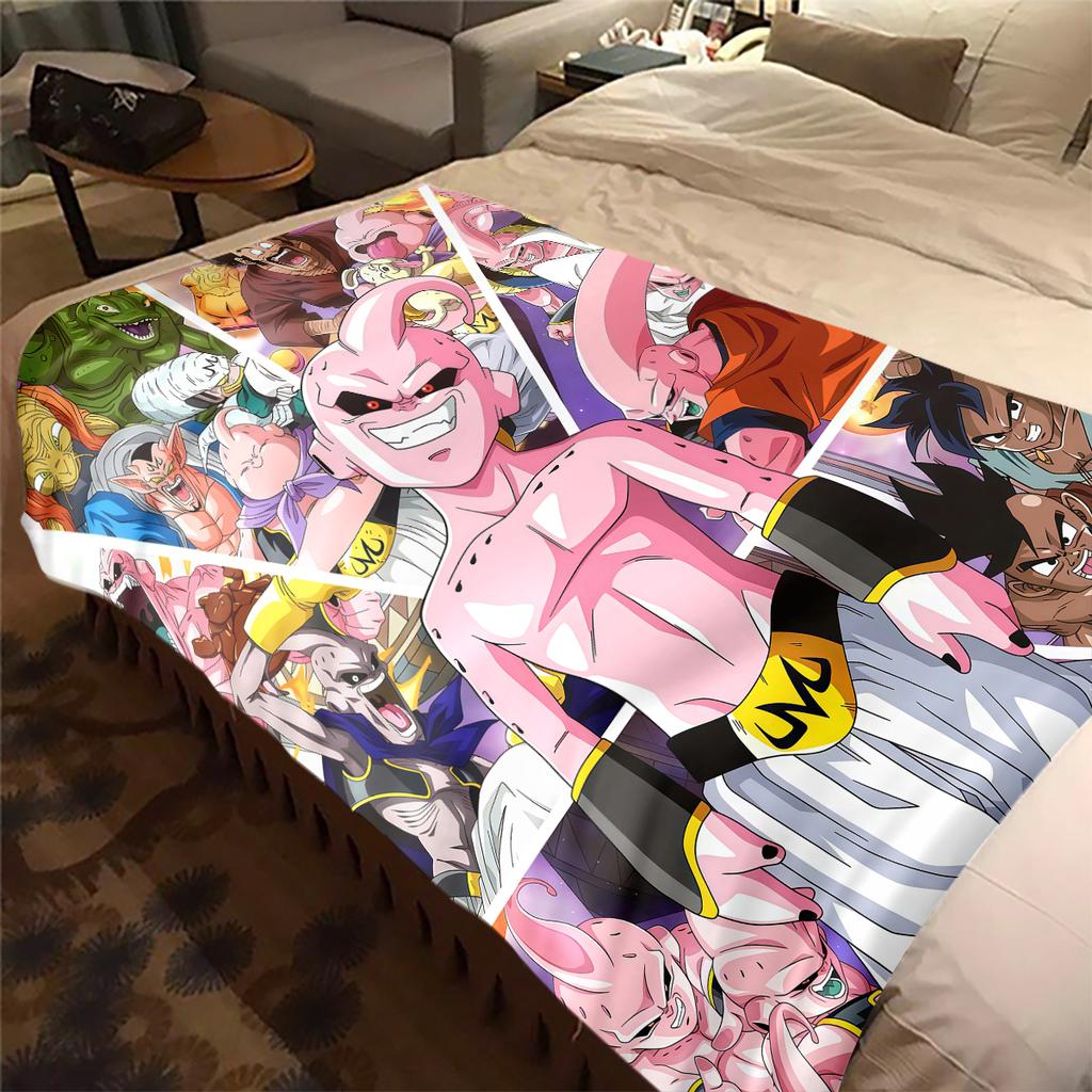 1PC Majin Buu Print Flannel Blanket, High quality All Seasons, Home Decor, Warmth and Comfort, Perfect for Christmas Gifts