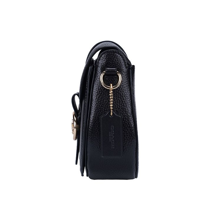 Coach Georgie 21 Carriage Buckle Detachable Shoulder Strap Leather Wine God Bag Underarm Saddle Bag Crossbody Small Women Bags Black C3241-IMBLK