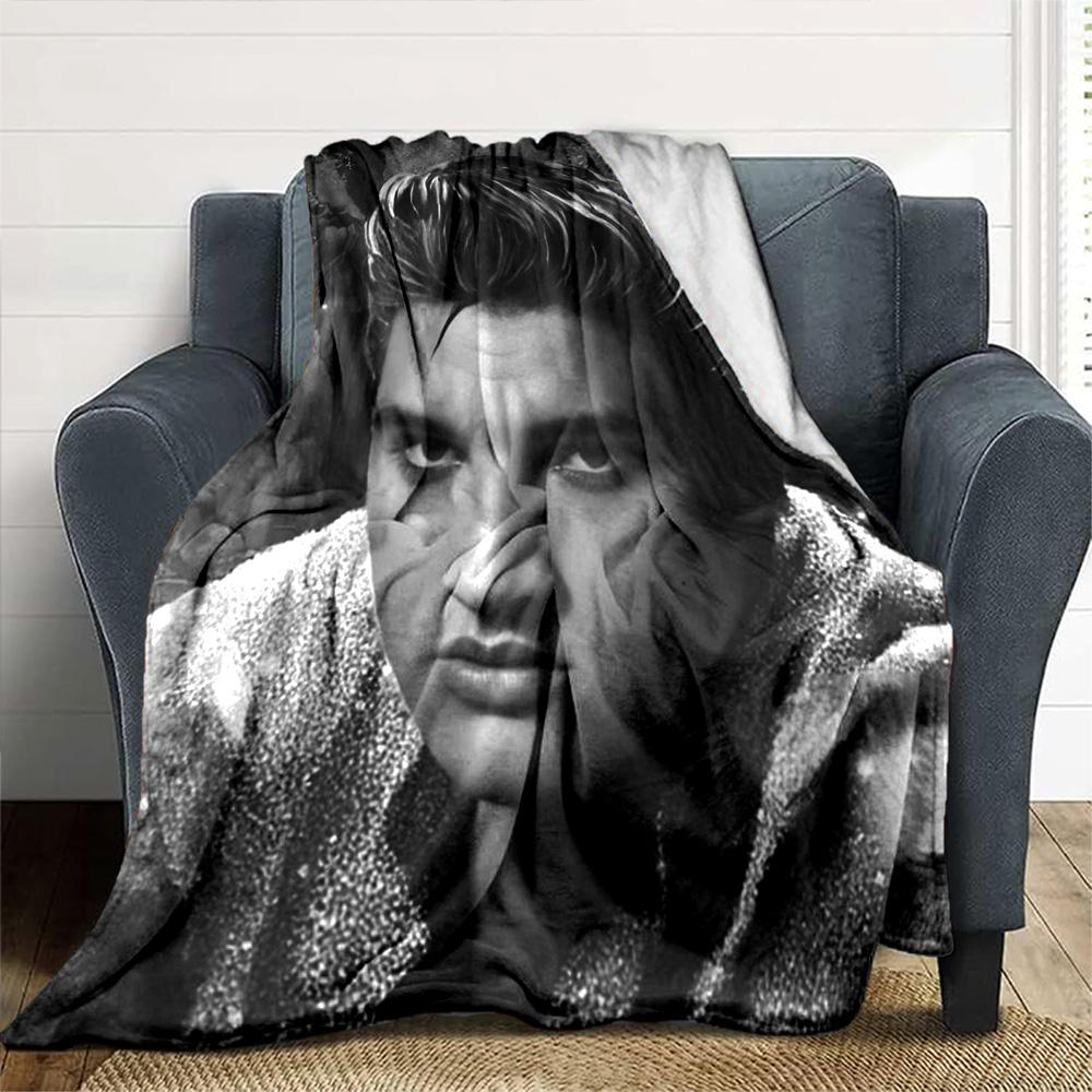 Famous Rock Singer Black‑White Portrait Print Flannel Throw Blanket Soft Plush Blanket for Sofa Couch Bedroom Music Fan Home Decor