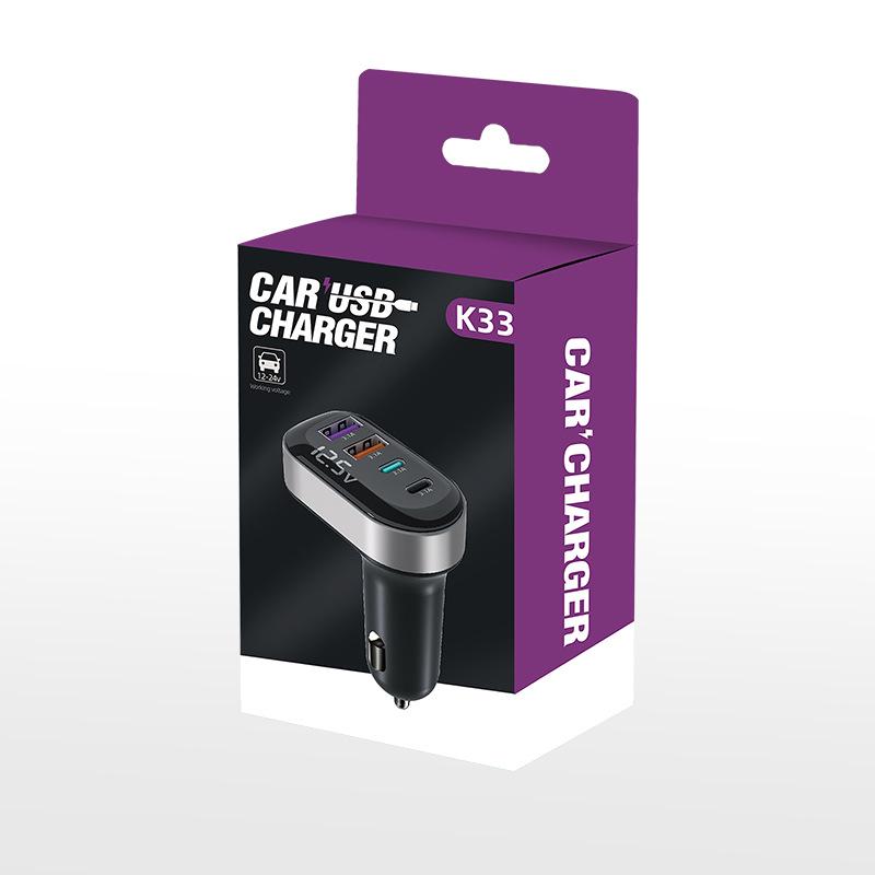

Многопортовое автомобильное зарядное устройство с двумя портами USB-C и USB-A и цифровым дисплеем