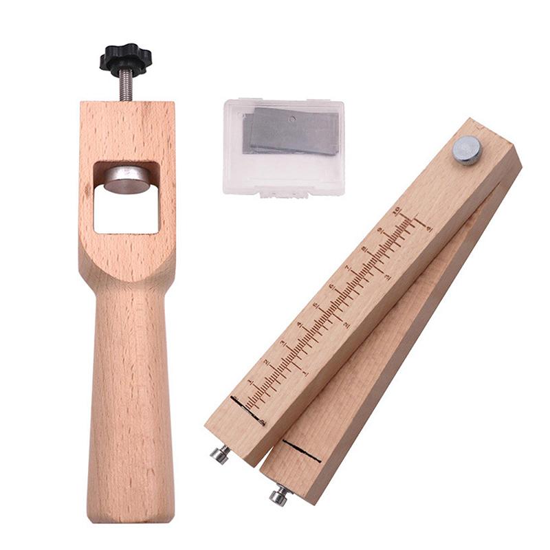 Wooden Adjusting Leather Strap Belt Cutter Leather Strap Cutter With 5 Blades Diy Hand Leather Belt Cutting Craft Tools