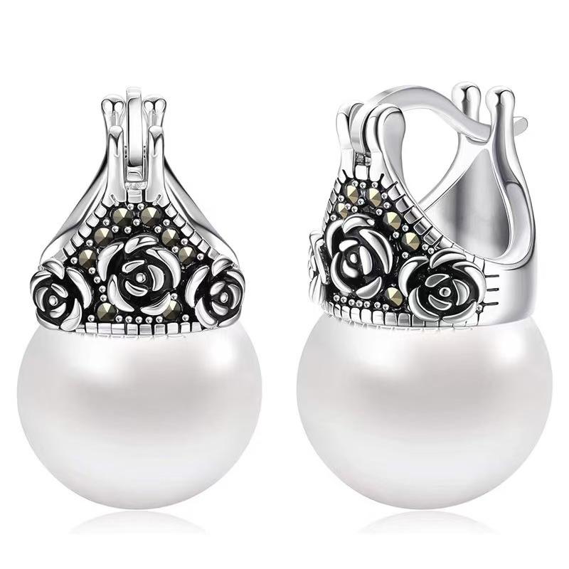 S посеребренные, элегантные серьги-кольца с бусинами для женщин