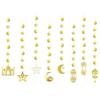 Eid Paper String Pendant 8pcs/set Golden Moon Star Hanging Garland for Banner Ornament for Islam Muslim Ramadan Party Wa less