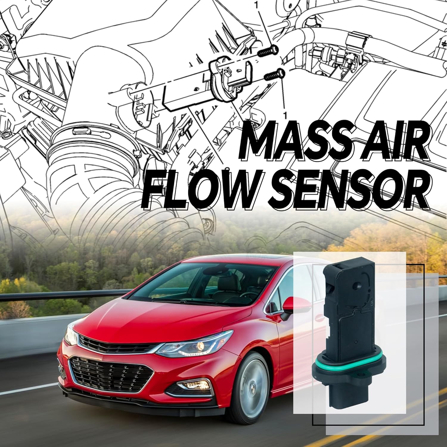 Mass Air Flow Sensor Meter MAF Compatible with Chevrolet Cruze Sonic 1.4L 1.8L Trax 1.4L Cruze Limited 1.4L 1.8L & Buick Encore 1.4L Verano Replace