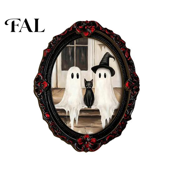 Gothic Refrigerator Magnets Halloween Dark Style Magnet, Retro Oval Photo Holiday Gifts Frame Decorative Magnetic Sticker for Metal