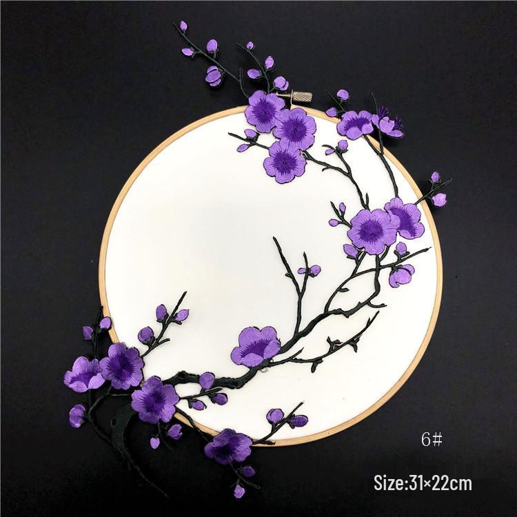 Plum Blossom Embroidery Cheongsam Patch - Chinese Style Decorative Flower Cloth Embellishment