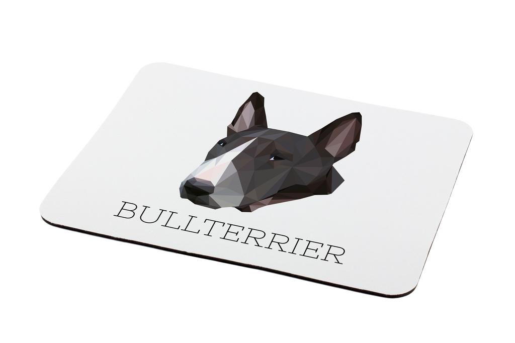 Bulterier, Bull Terrier -Geometryczna Podkładka Ze Zdjęciem I Napisem Pod Mysz Art-Dog