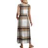 Ladies' Plaid Printed Casual and Fashionable Waist Cinched Sleeveless Dress