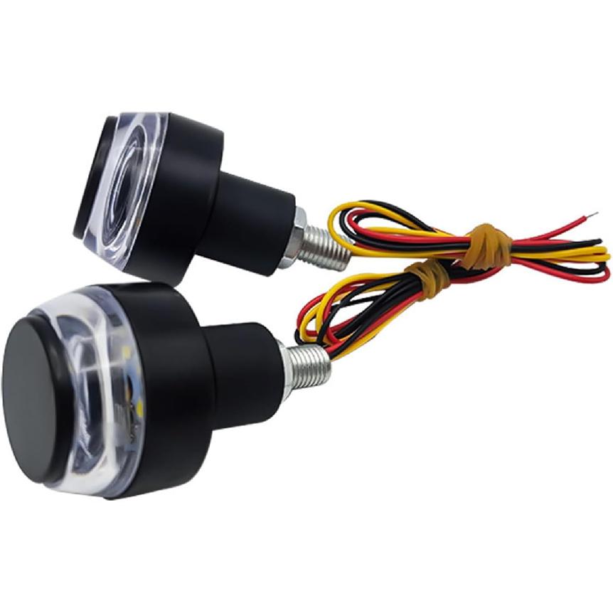 2 PCS Motorcycle Handle Bar End Light Dual Color Turn Signal Light Grip Plug Side Marker Lamp Direction Indicator Lights 12V Daytime Running Lights