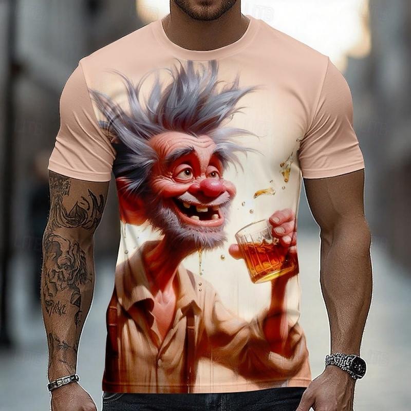 3D Printed Funny Old Man Fishing T-Shirt For Men Humor Graphic Short Sleeve Tees Summer Casual Personality Tops O-Neck T Shirts