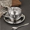 3Pcs/Set 304 Stainless Steel Insulated Coffee Cup Double Wall Tea Milk Mug with Saucer Spoon Cafe Restaurant Hotel Tableware