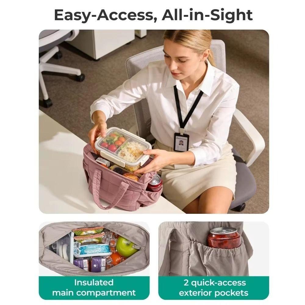 Solid Color Insulated Handbag Portable Food Thermal Box Insulated Lunch Tote  Travel