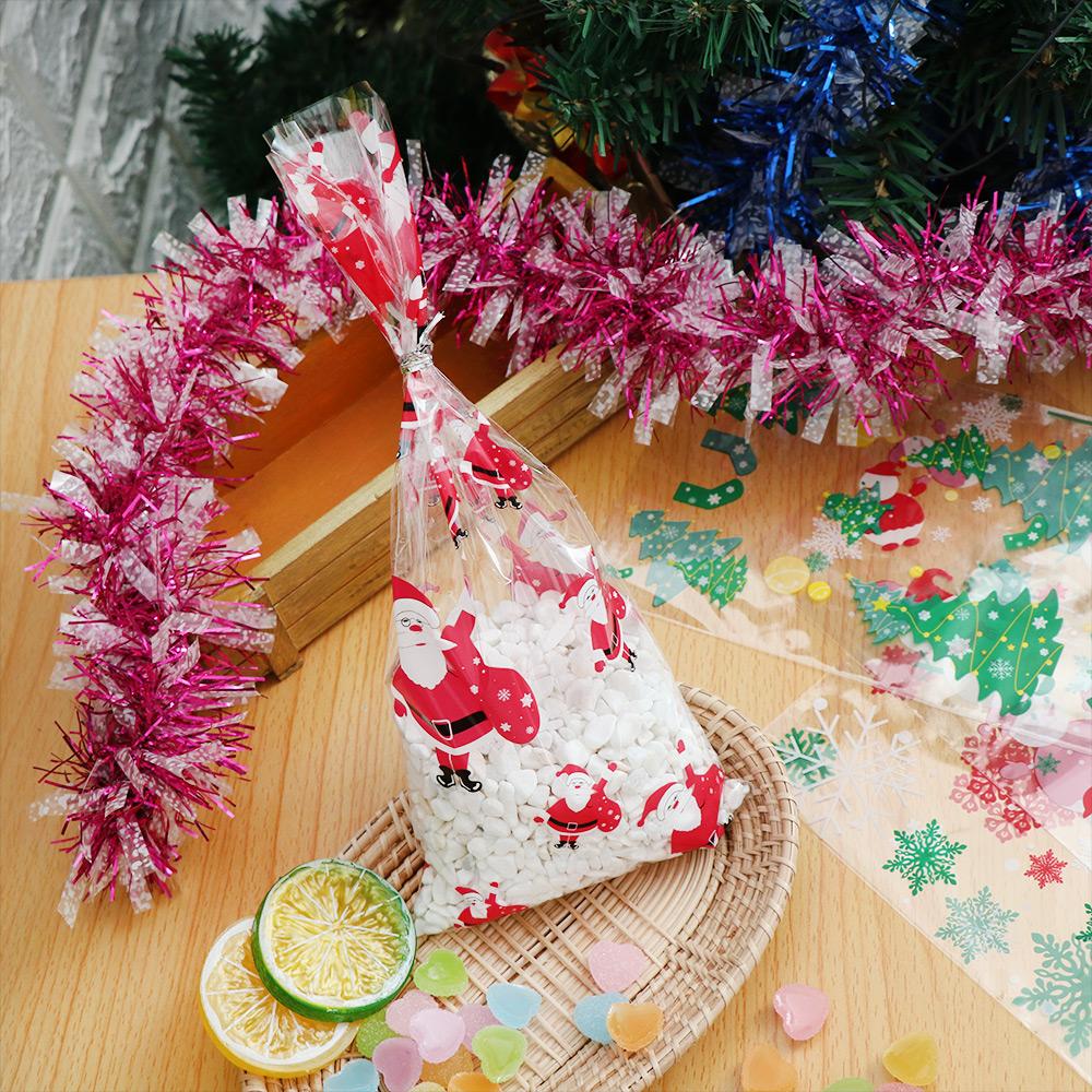 Party Supplies Santa Claus Snowman Snack Cookies Storage Plastic Baking Packaging Xmas Candy Bags