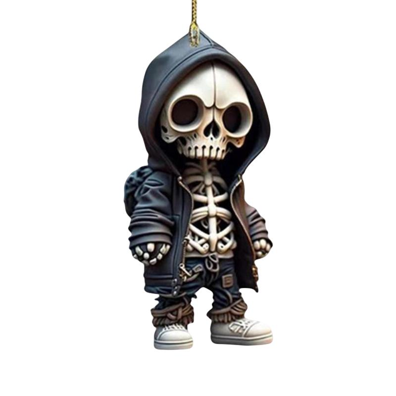 Flat Cartoon Skull Acrylic Car Hangings Halloween Tree Ornament Decorations Home