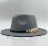 Europe, America, autumn and winter new woolen top hat retro gentleman and gentleman jazz flat brim felt straight edge big eaves hat