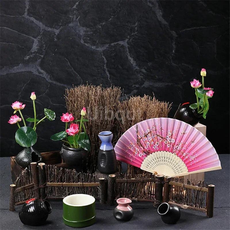 Sushi bamboo chops Barbecue dish decoration Platter ornaments Seafood posture flowers and plants Japanese sashimi decorations-A