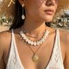 Boho Multilayer Starfish Shell Pendant Jewelry Set For Women Beach Handmade Beaded Choker Earrings Party Vacation Accessories
