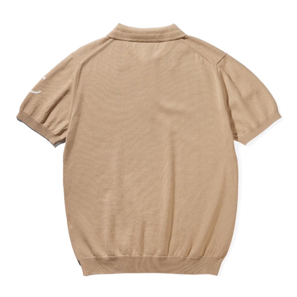 Geonjiulleunseu Cotton Short Sleeve Collared Knit - Light Camel