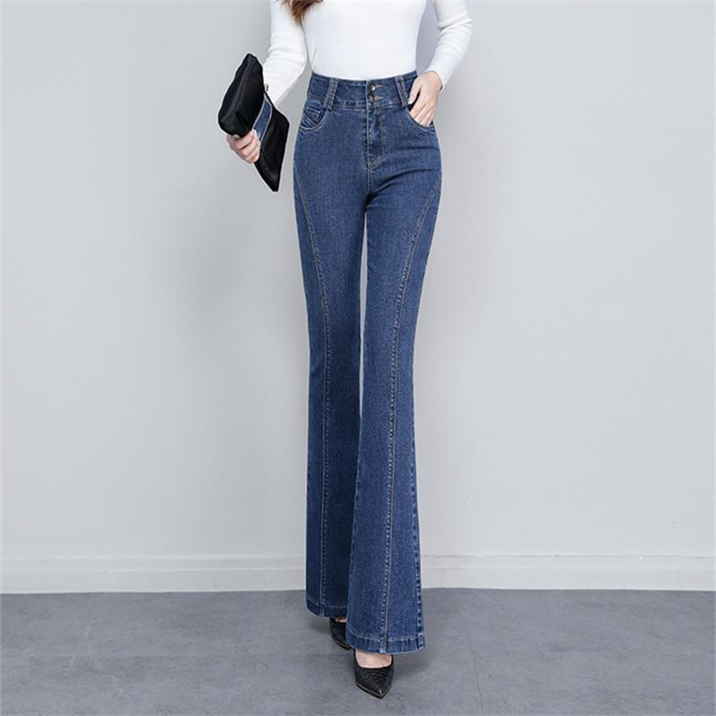 Autumn Winter New Thicken Warm High WaistFlare Pants Slim Casual Denim Pants for Women Pants Elastic Vintage Streetwear Women's