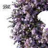 Décoration Lavande Fausse Couronne Artificielle pour Porte d'Entrée Printemps Été Arrangement de Fleurs Simulées Violettes Fausses Mur Intérieur Extérieur Porche Fenêtre