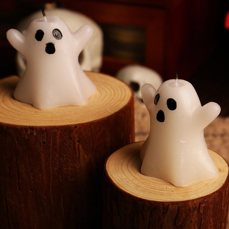 Pack of 10 Funny Ghostly Shape Candle for Halloween Festivities Party Paraffin Wax Candle Table Centerpieces Decoration