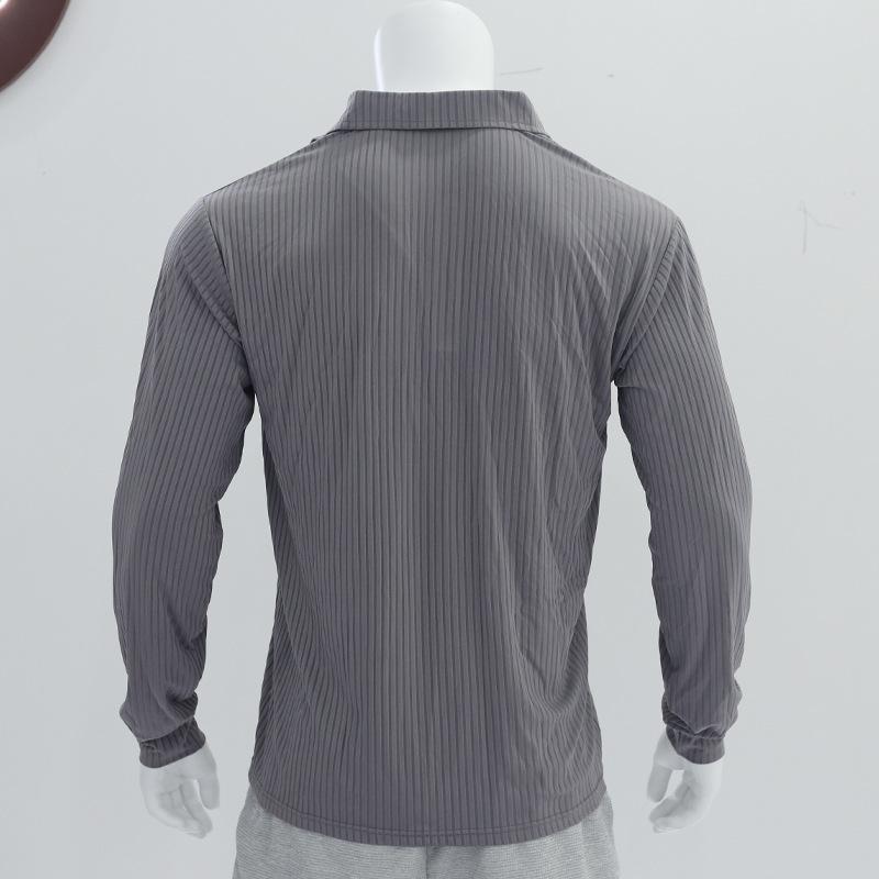 Men's Casual Lapel Polo Shirt Men's T-shirt Slim Spring and Autumn Long Sleeve Base Shirt