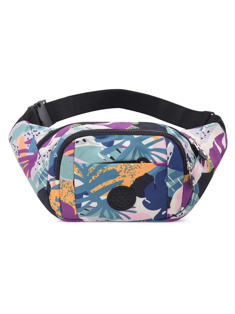 Damen Bunte Bedruckte Wasserdichte Bauchtasche mit Großer Kapazität Mehrschichtige Praktische Verschleißfeste Brusttasche
