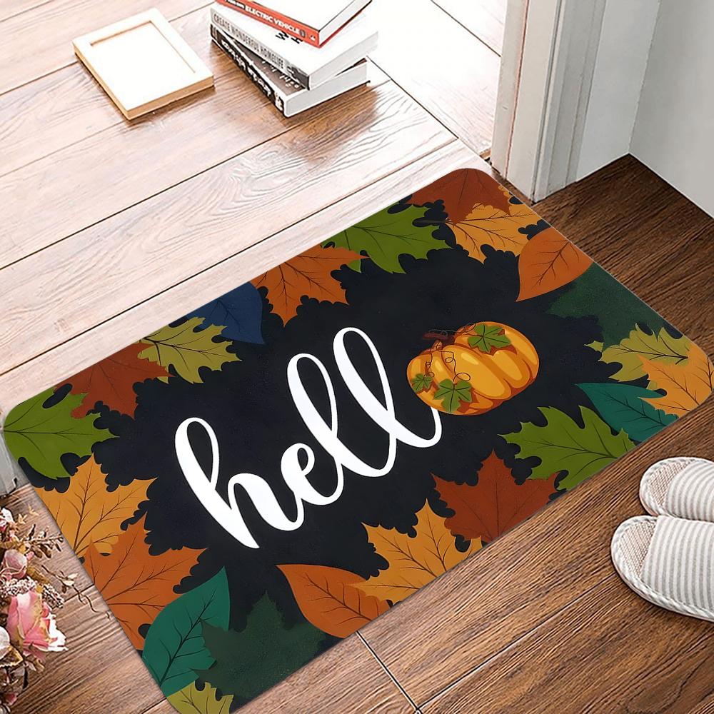 Fall Door Mat Non Slip Pumpkin Welcome Doormat For Autumn Harvest Thanksgiving Farmhouse Entrance Doormat Floor Carpet Mat