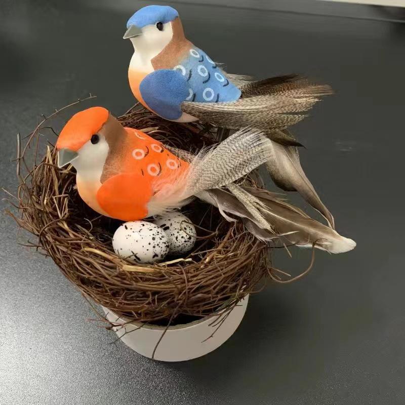 Creative Flickering Birdhouse Ornament for Garden or Balcony with Wall-Mountable Branch Decoration