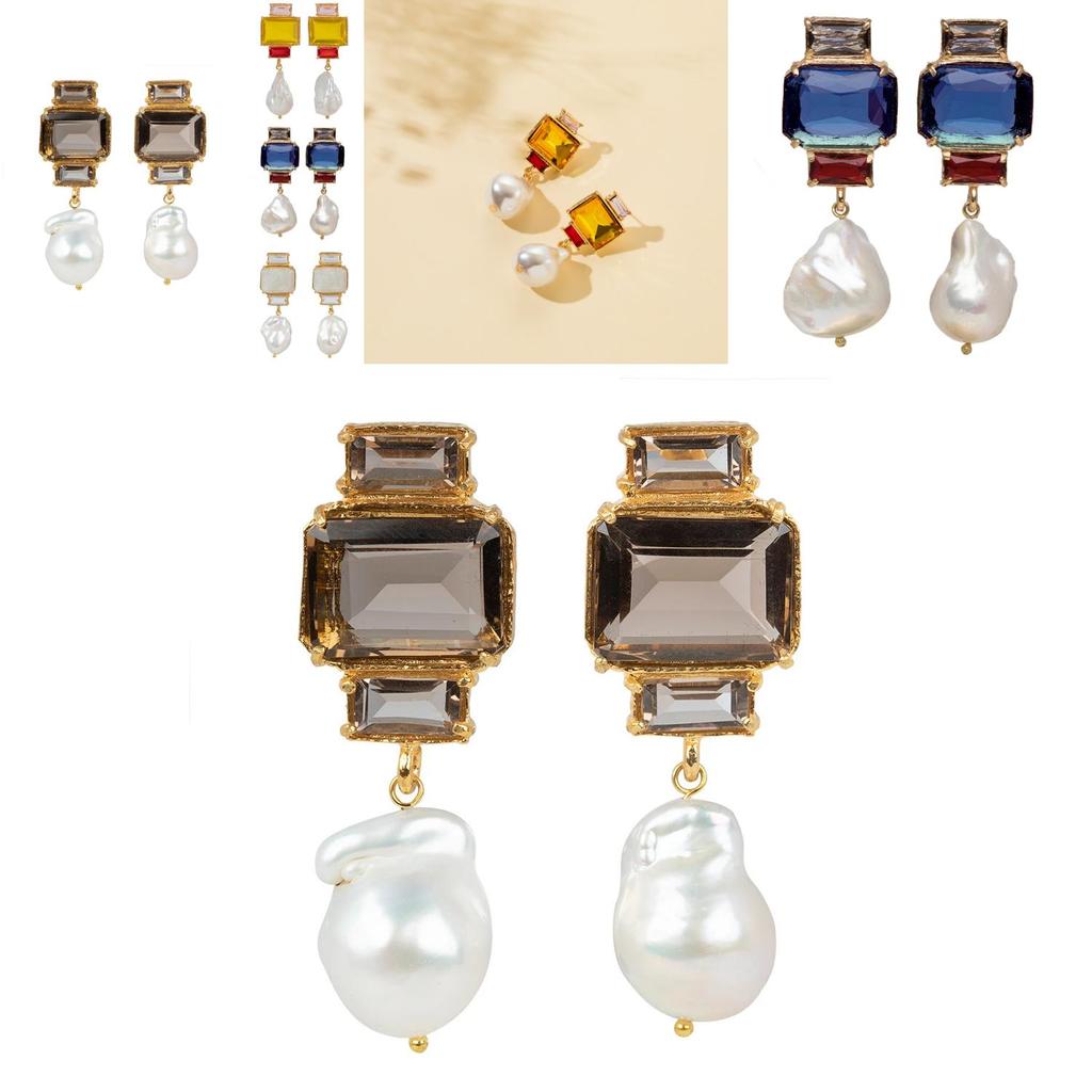Trendy European Fashion Square Geometric Alloy Earrings Chic Simple Design