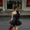 European and American style 2026 autumn and winter new women's clothing solid color slim-fitting high-waisted fashion one-word neck tube top dress wom
