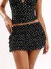 Women's Retro Halter V-Neck Polka Dot Top & Ruffled Skirt Set