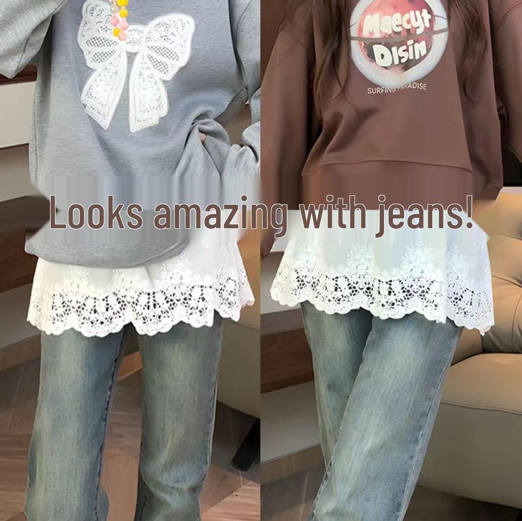 Women's Lace Skirt with Sweater False Hem - Perfect Inner Layering Wear