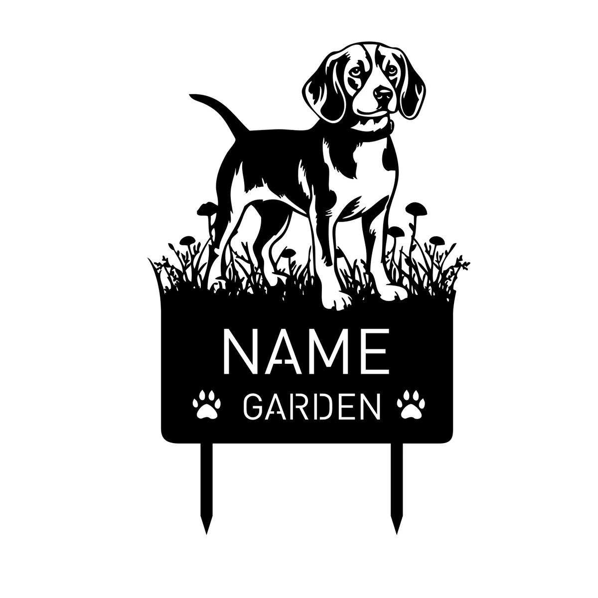 

Personalized Beagle Dog Memorial Garden Stake Pet Grave Marker Remembrance Gift чорний