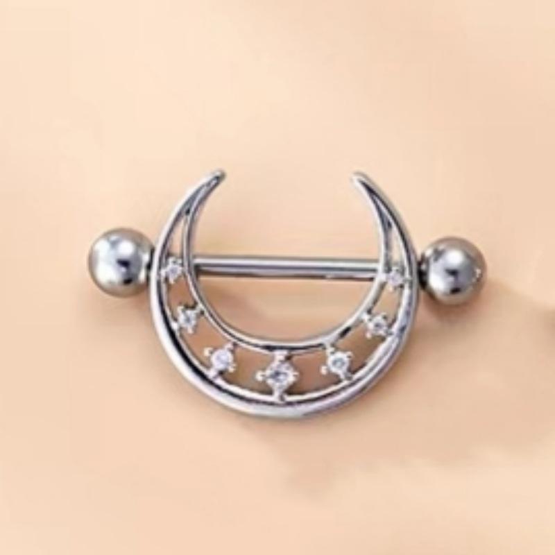 Stainless Steel Winged Zircon Nipple Ring Body Jewelry