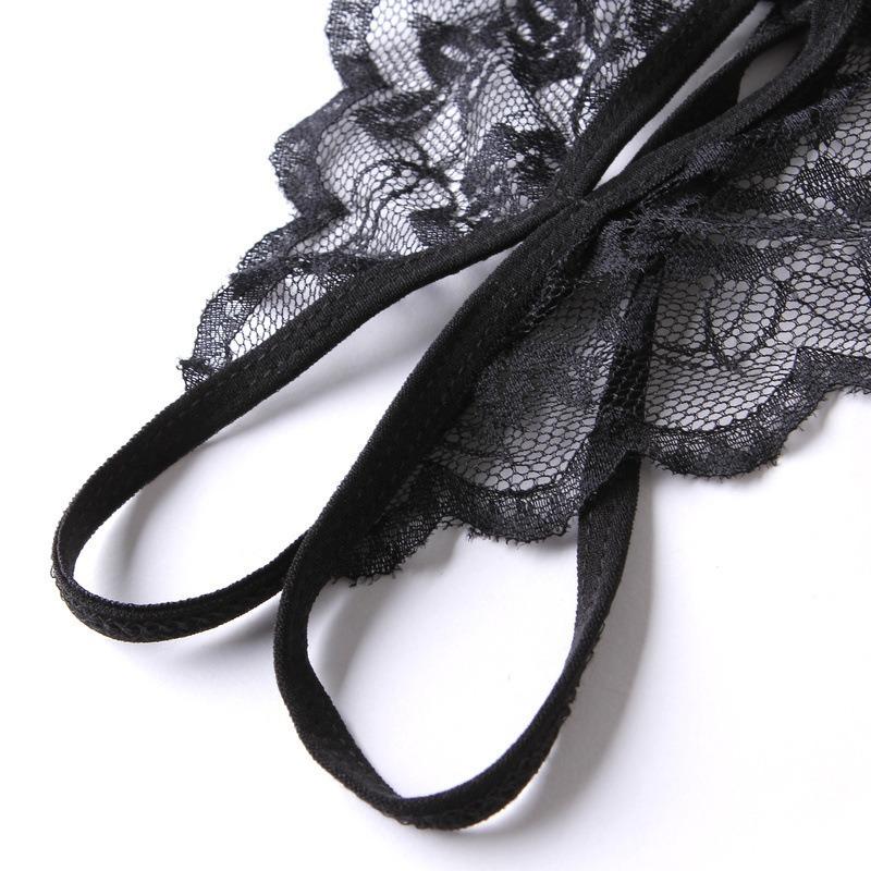 Sexy underwear three-point panties thong women's panties open crotch free sexy tulle lace