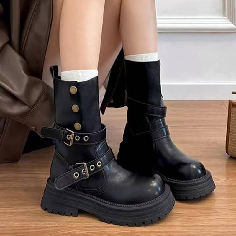 British Martin Boots Women's 2025 New Autumn Retro Women's Shoes Maillard Brown Boots Platform Black Short Boots