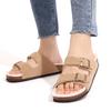 Fashion Litfun New Women's Winter Slippers Thick Sole Cork Footed Ladies Slides Fur Lining Warm Sandals With Adjustable Double Buckle