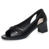 Soft Leather Peep-toe Sandals, New Summer Style, Chunky Heel, Mid-heel, Women's Shoes, Simple, Fashionable, Elegant, Non-slip Sandals