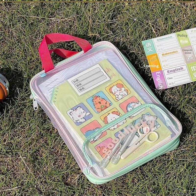 3vrstvá úložná kabelka s velkým otevíráním Barevná přenosná taška na doučování Organizér na psací potřeby Materiál Eva Moderní styl