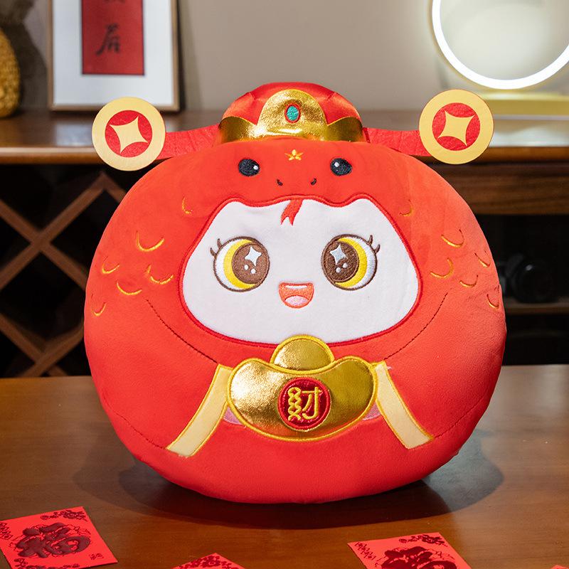 

New Year s gift mascot doll hand warmer plush toy rich snake to the Year of the Snake doll office hand warmer covering throw pillow 35*33cm